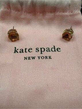 kate spade Gold-Tone Amber/Pink Crystal Gum drop Stud Earrings